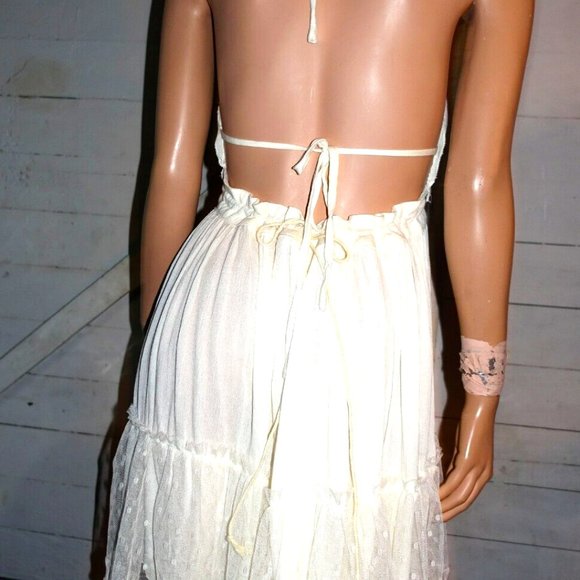 R. Vivimos Ivory Halter Mesh Lace Dress S - Picture 5 of 7